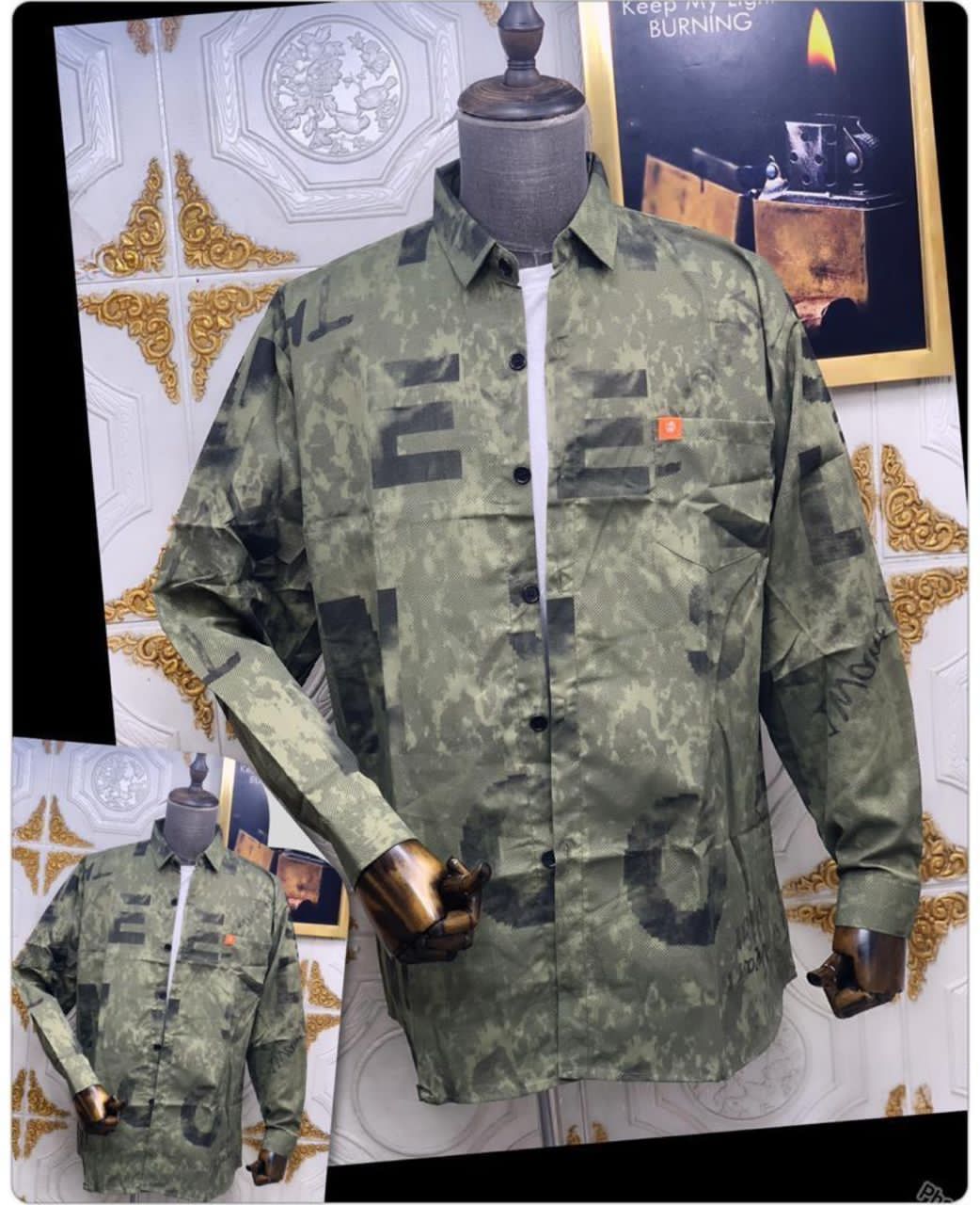 Men's thick nice modern buttoned t-shirt Green